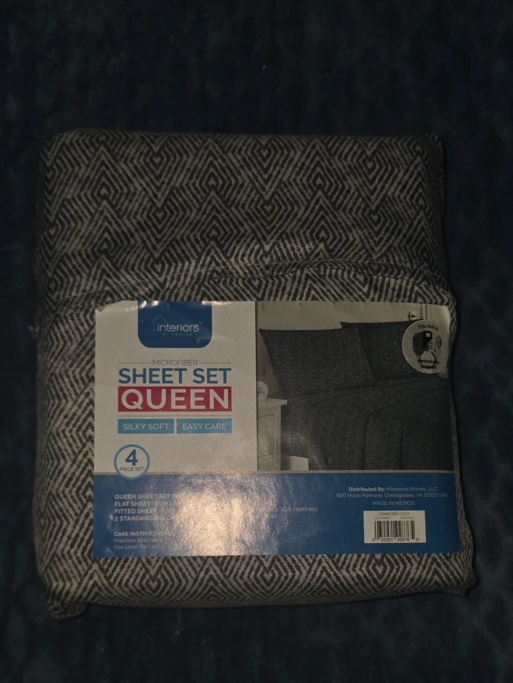 Microfiber Queen Sheet Set - Gray Pattern